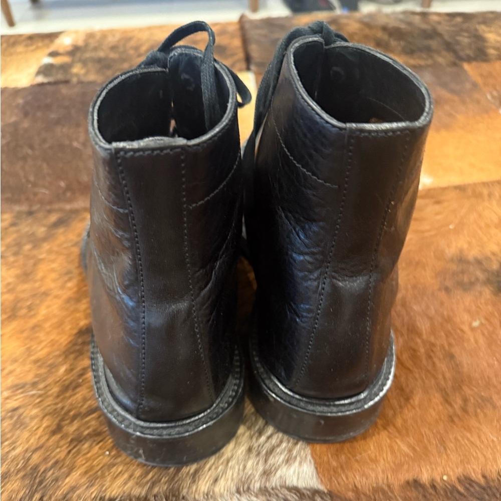 Saint Laurent Black Lace Up Combat Style Boots - Picture 4 of 7
